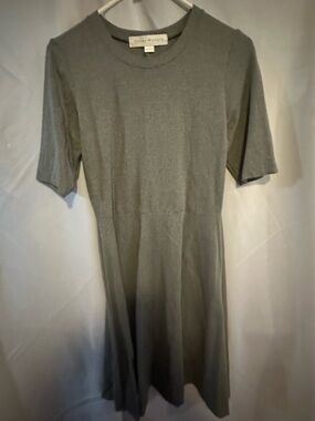 Lesley Evers Short Sleeve Knit Dress in Gray
